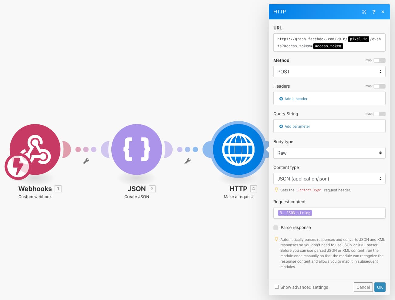 Sending purchase event to facebook server