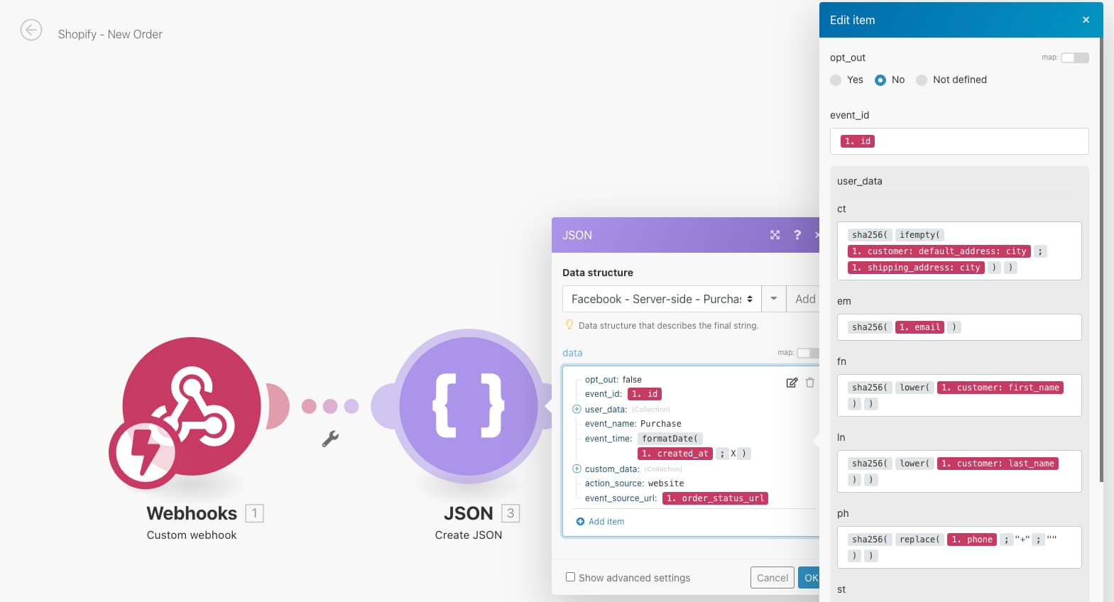 Mapping data to JSON object in Integromat